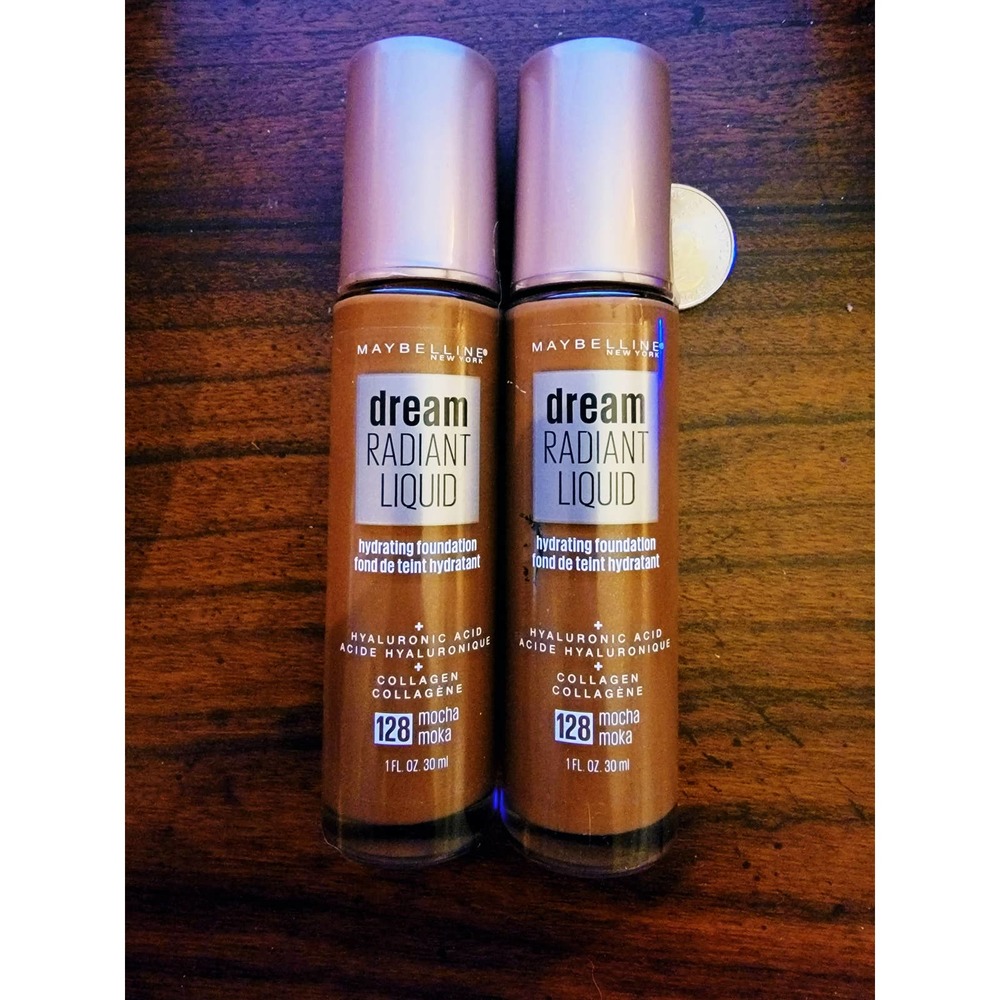 2 Pack Maybelline New York Dream Radiant Liquid Hydrating Foundation Mocha 128